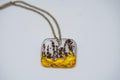Dried Flower Resin Necklace - Square Pendant