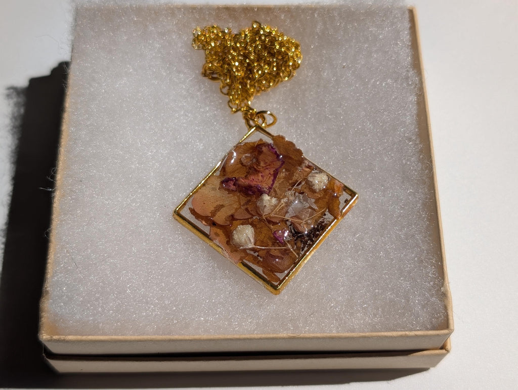 Potpourri Dried Flower Pendant - Statement Necklace __etsy:8142931193