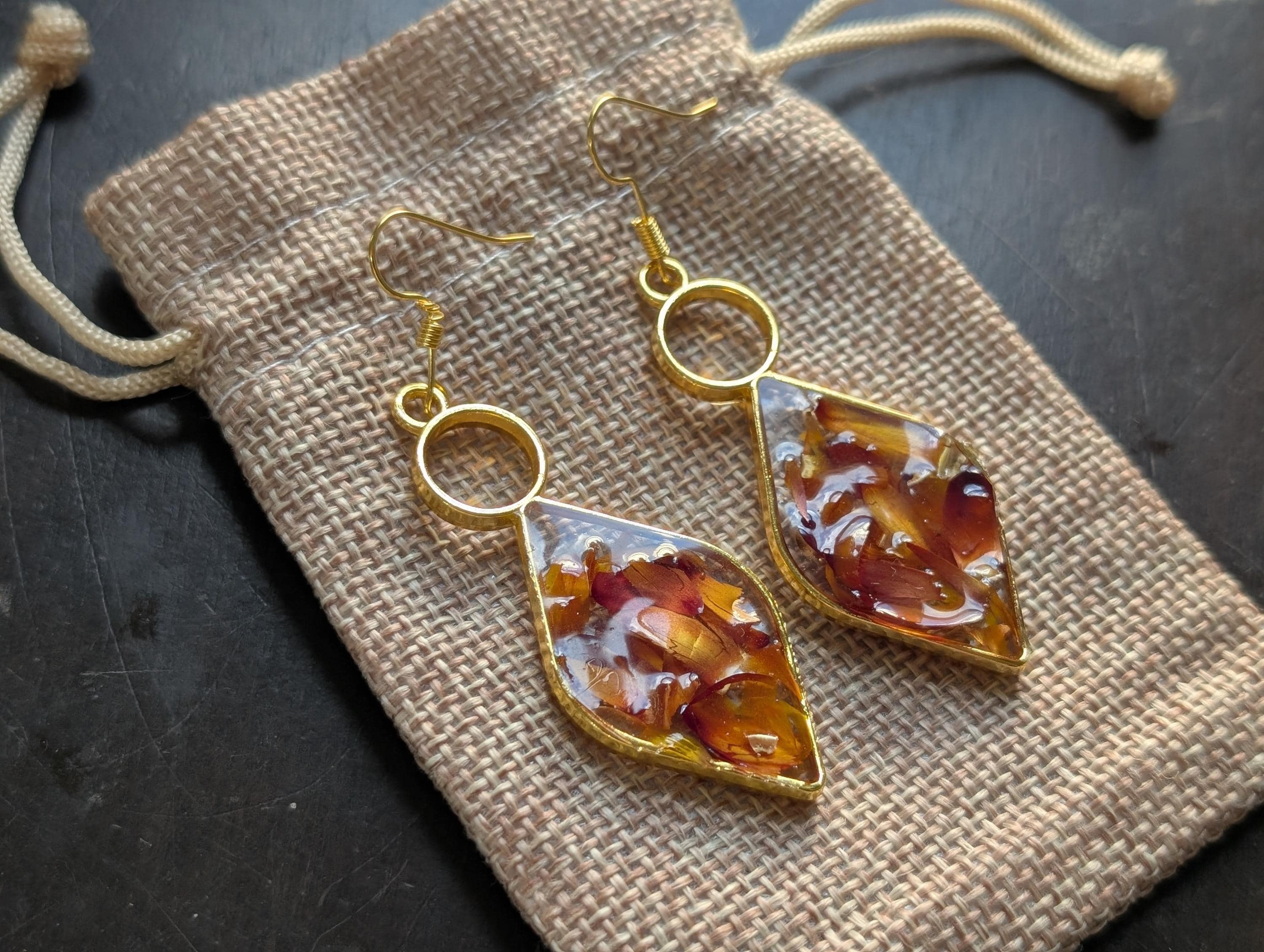 Dried Flower Earrings - Boho Jewelry