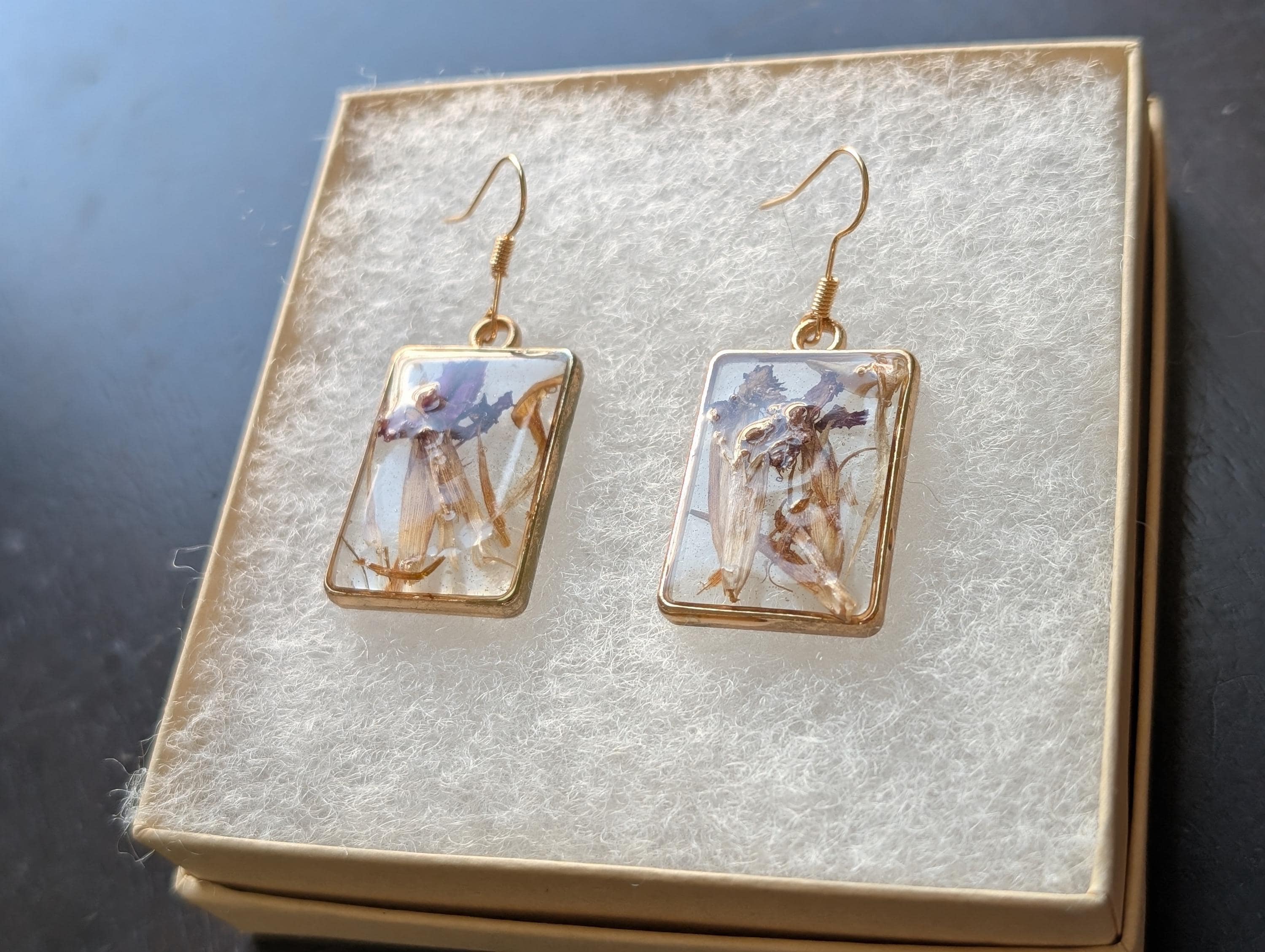 Botanical Rectangular Earrings - Nature Lovers Jewelry
