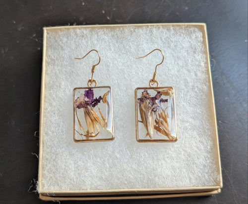 Botanical Rectangular Earrings - Nature Lovers Jewelry