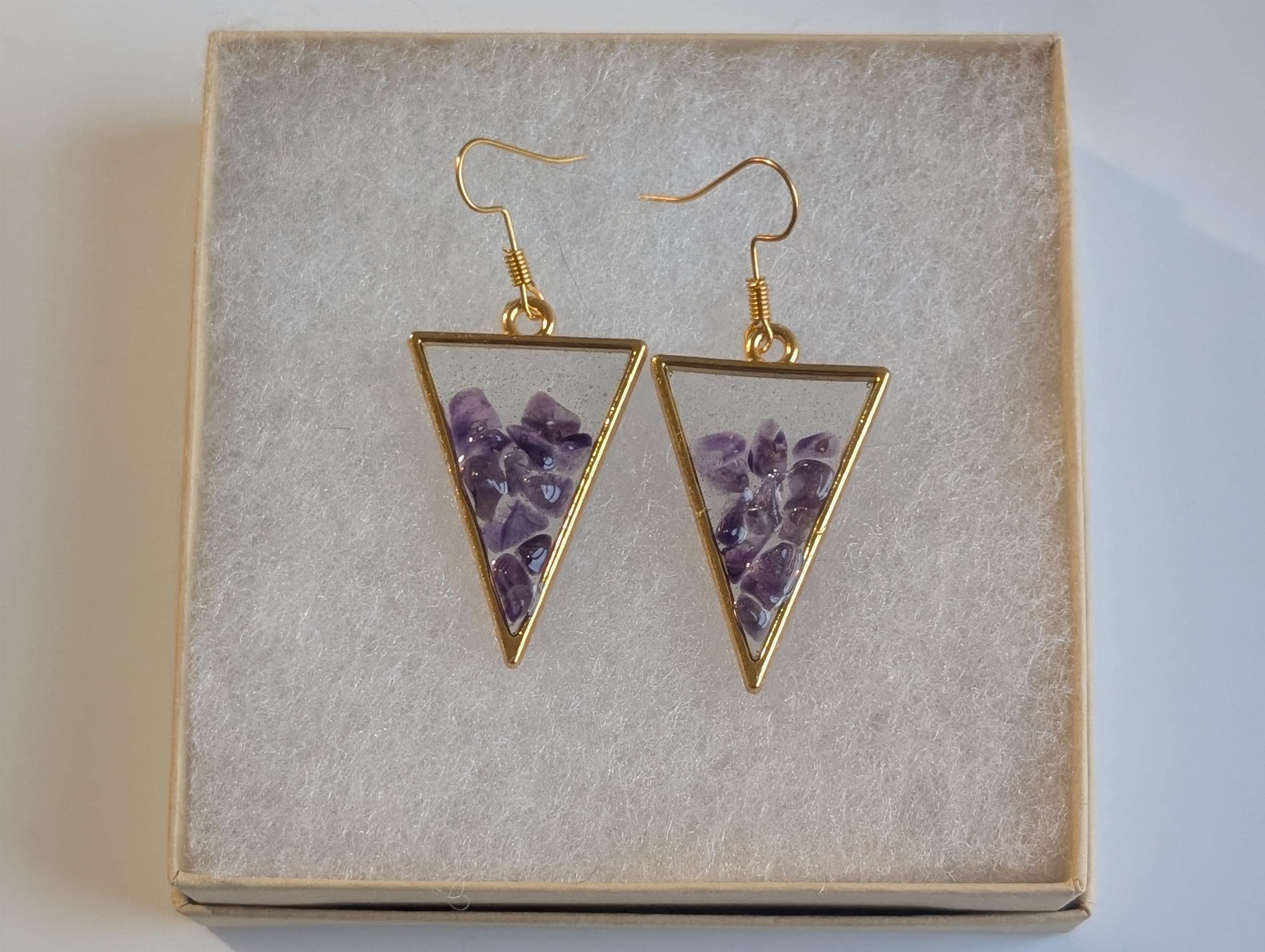 Natural Amethyst Earrings - Purple Resin Jewelry