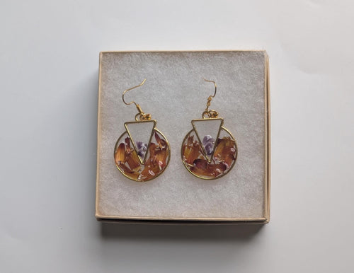 Boho Resin Jewelry - Dried Flower Earrings