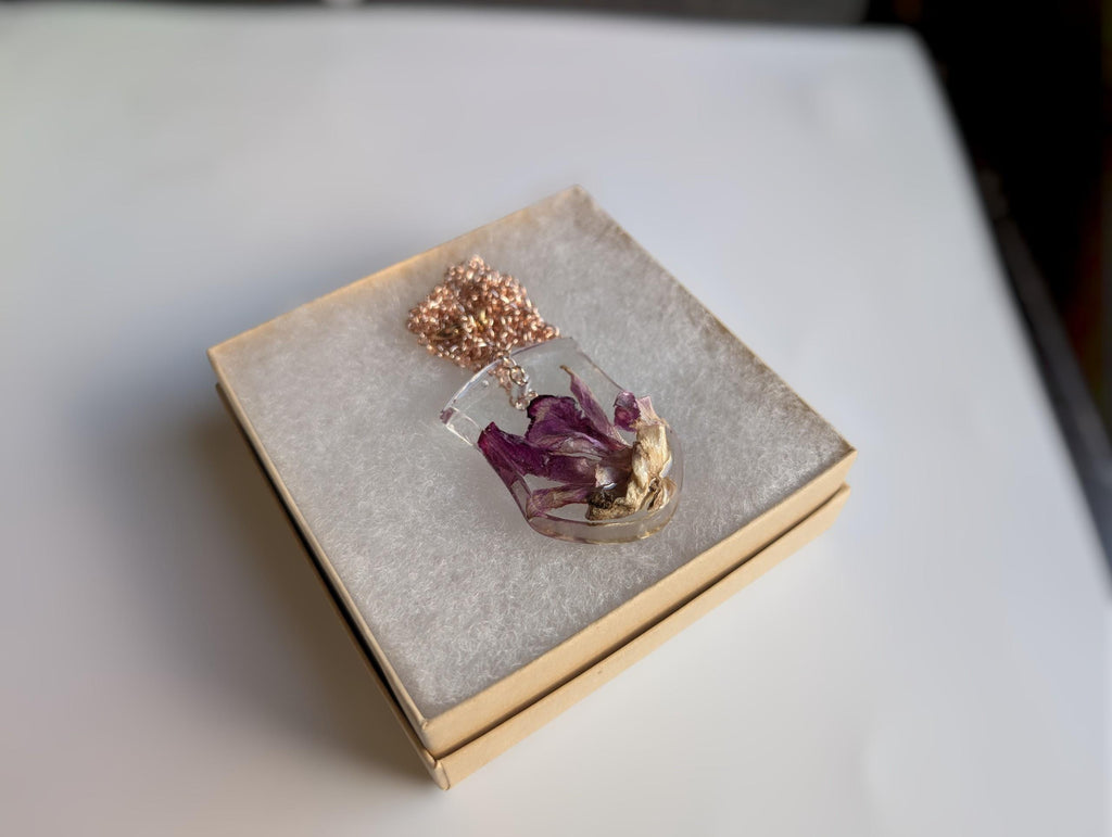 Bold Lily Necklace - Purple Resin Jewelry