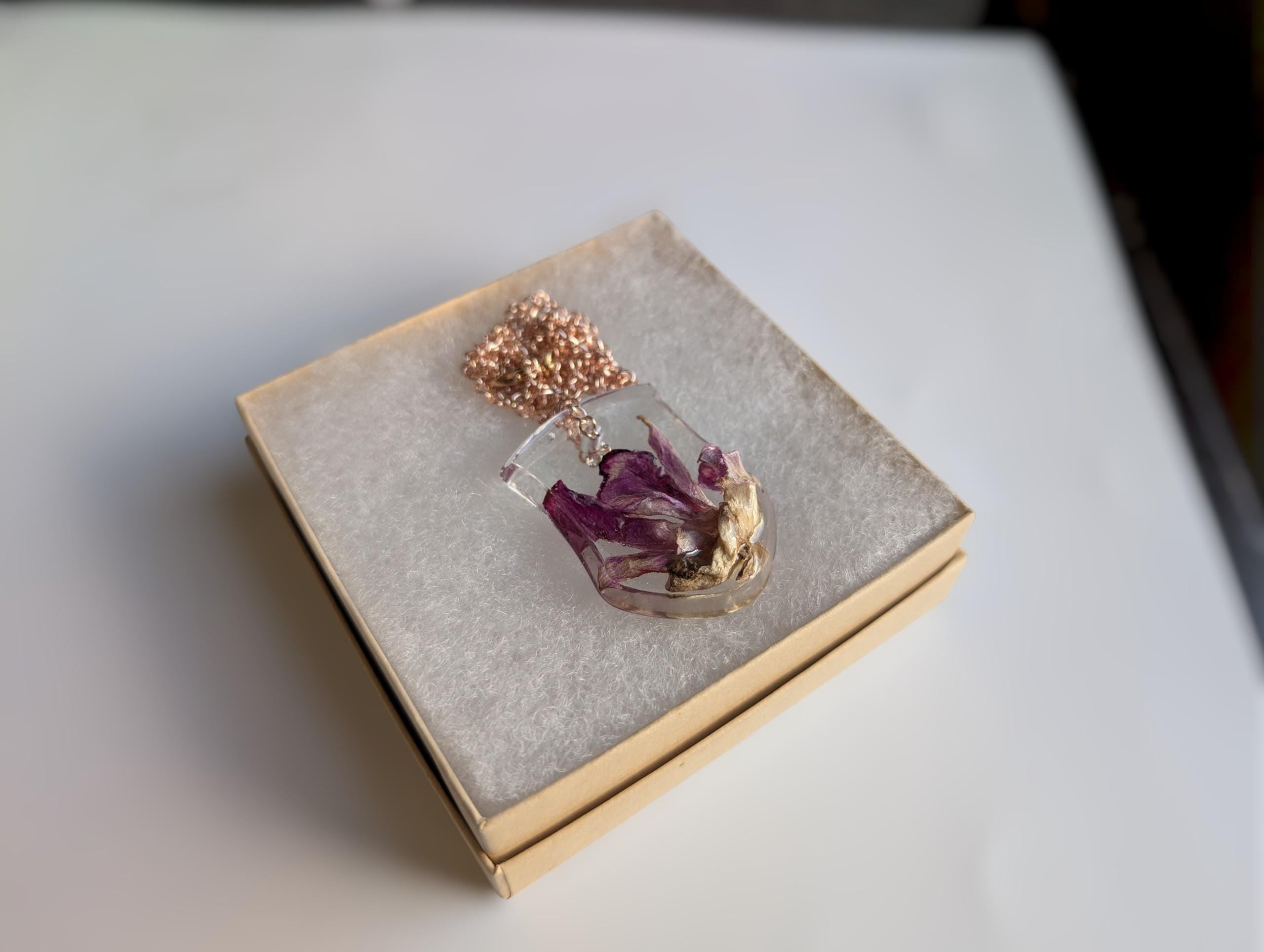 Bold Lily Necklace - Purple Resin Jewelry