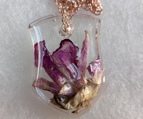 Bold Lily Necklace - Purple Resin Jewelry