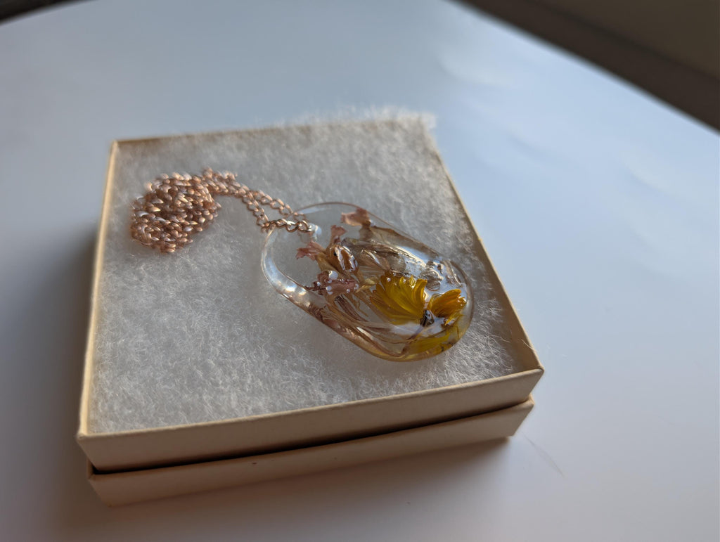 Floral Resin Pendant - Pastel Colored Jewelry