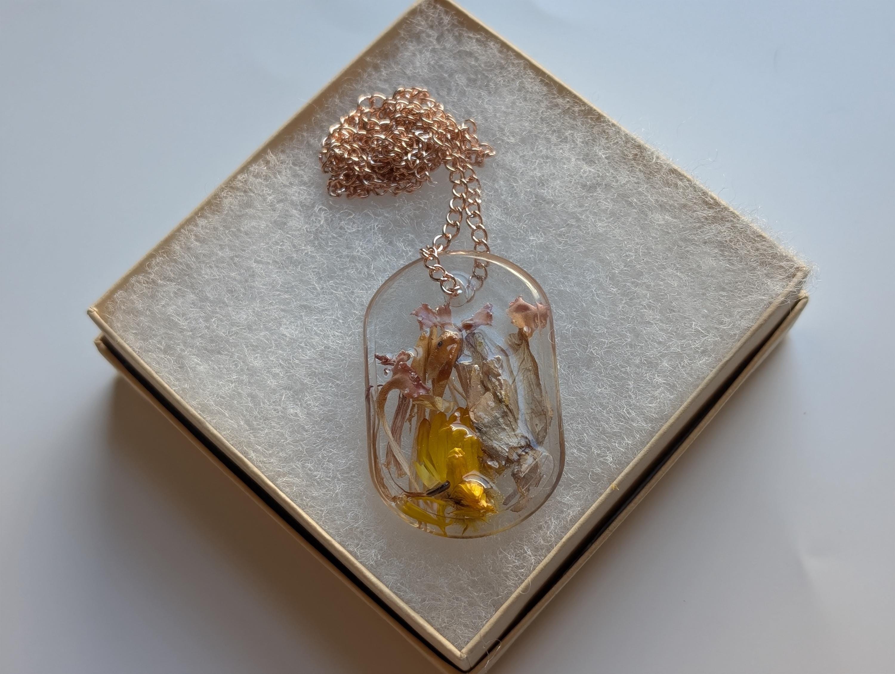 Floral Resin Pendant - Pastel Colored Jewelry
