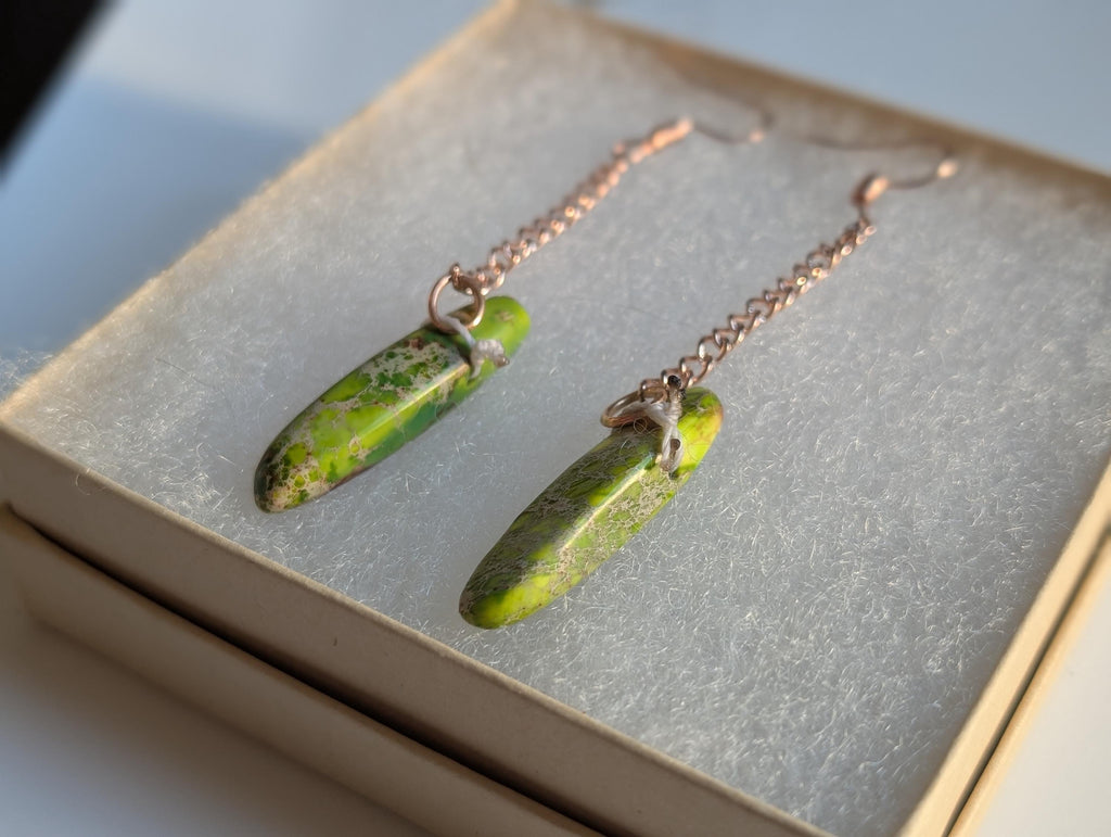 Green Stone Earrings - Gaspeite Jewelry