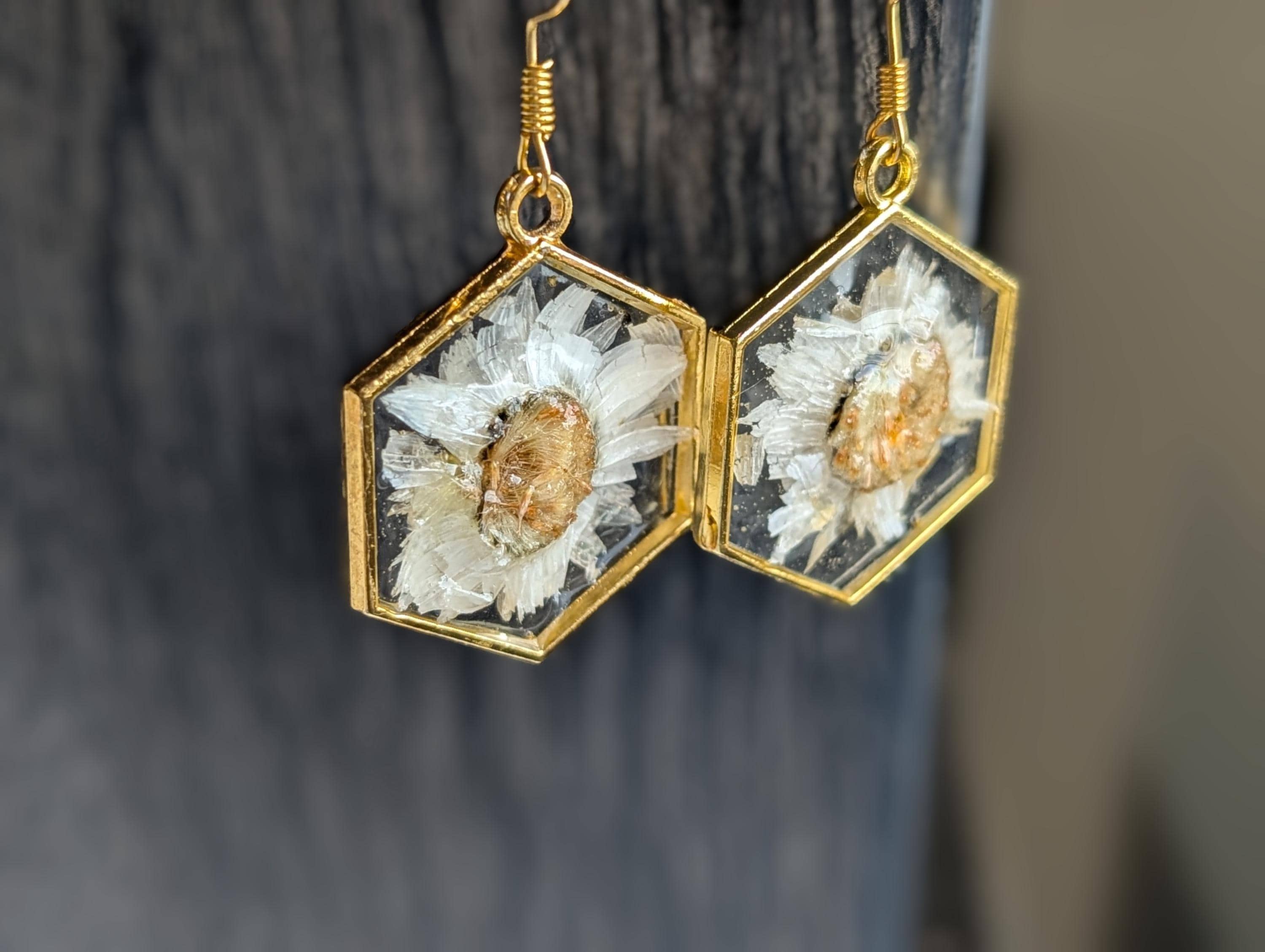 Hexagon Earrings - Boho Resin Jewelry