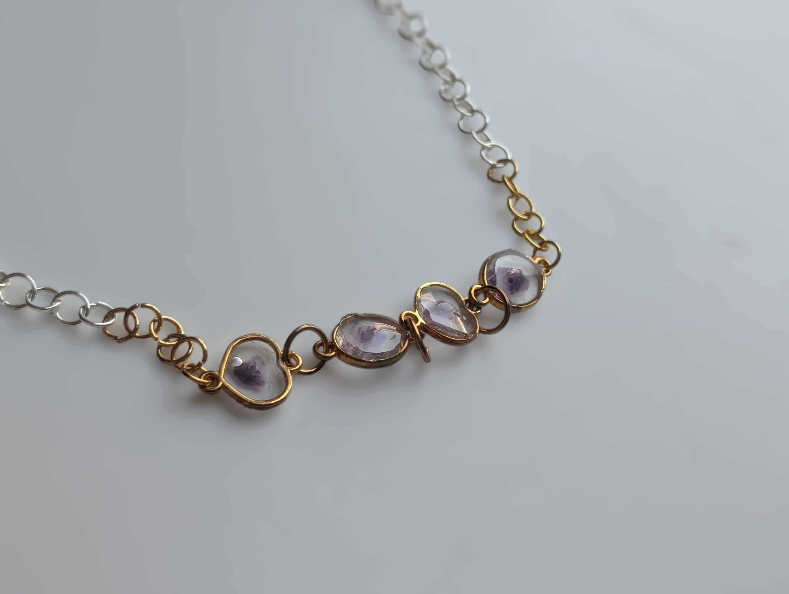 Amethyst Choker - Two Tone Jewelry