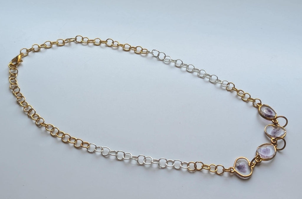 Amethyst Choker - Two Tone Jewelry