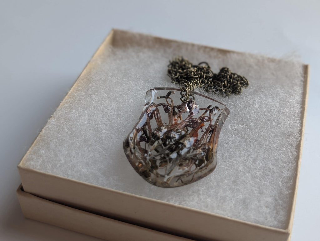 Gender Neutral Necklace - Dried Flower Pendant