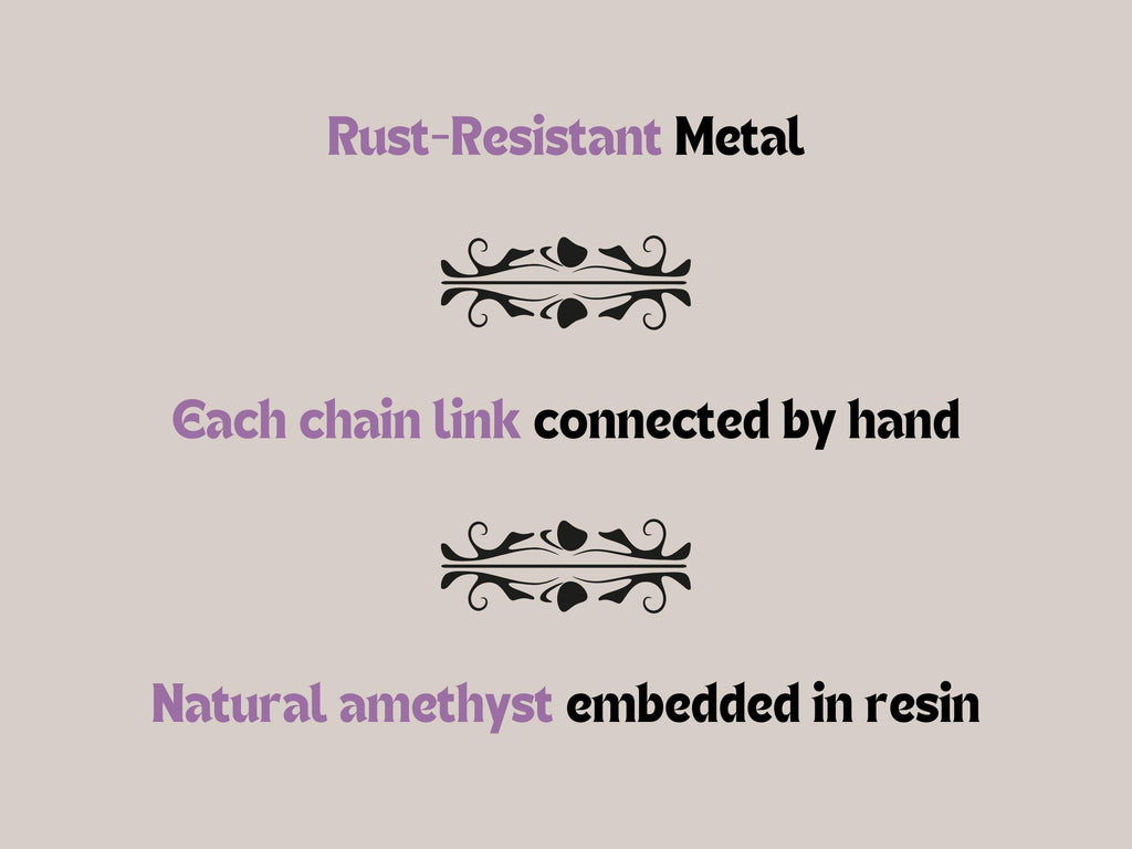 Lariat Choker - Amethyst Pendant - Short Necklace