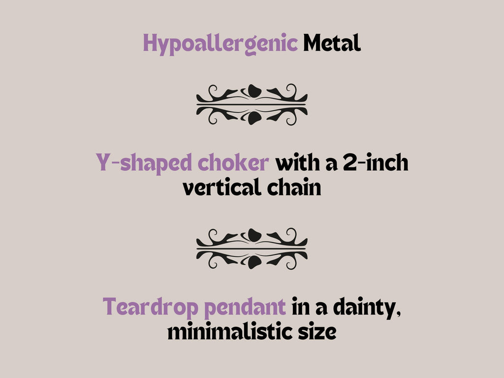 Lariat Choker - Amethyst Pendant - Short Necklace