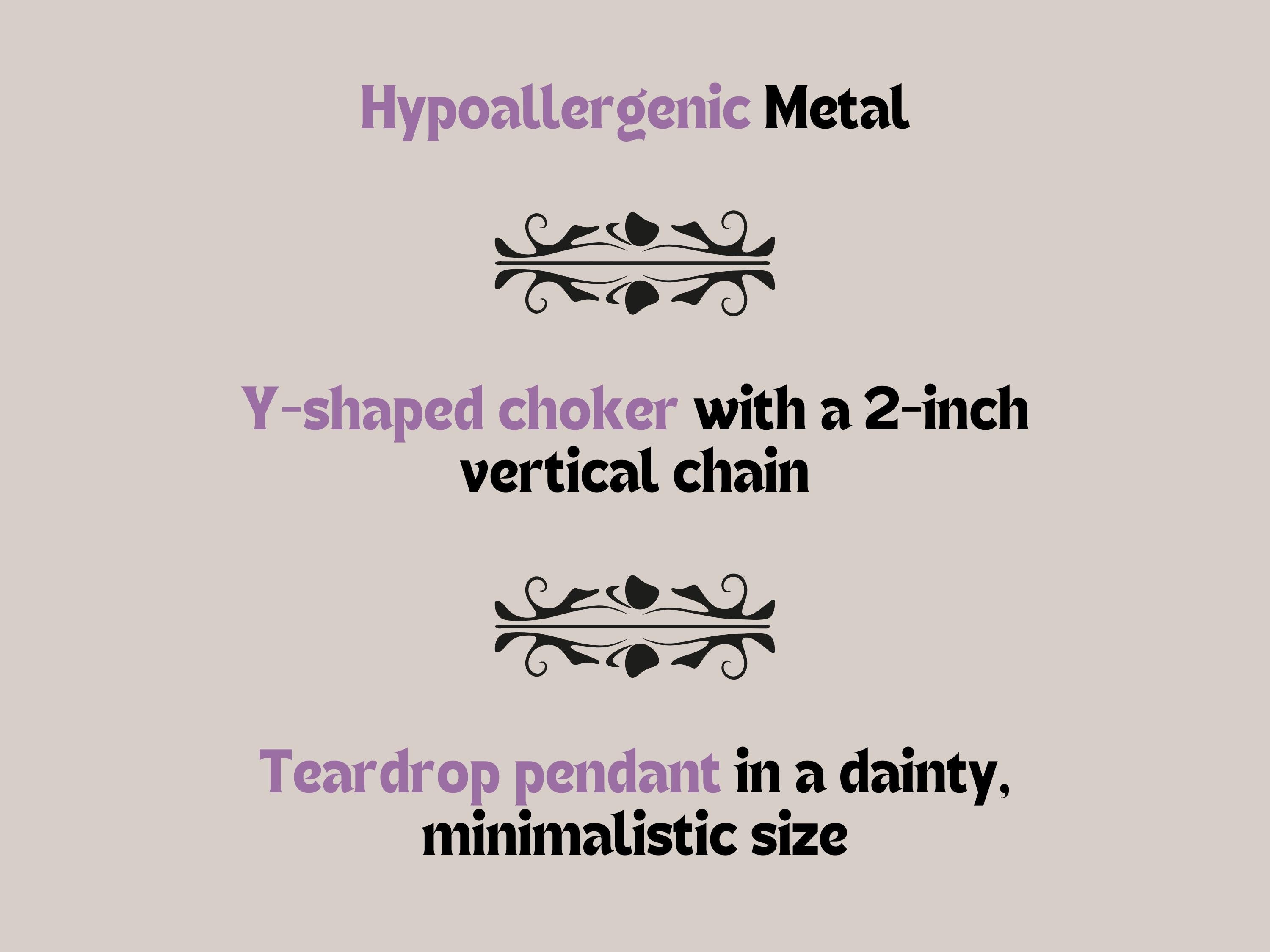 Lariat Choker - Amethyst Pendant - Short Necklace
