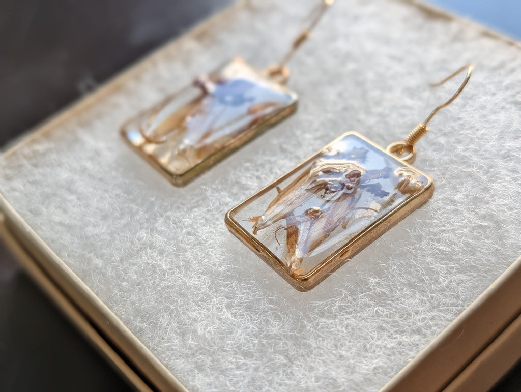 Botanical Rectangular Earrings - Nature Lovers Jewelry