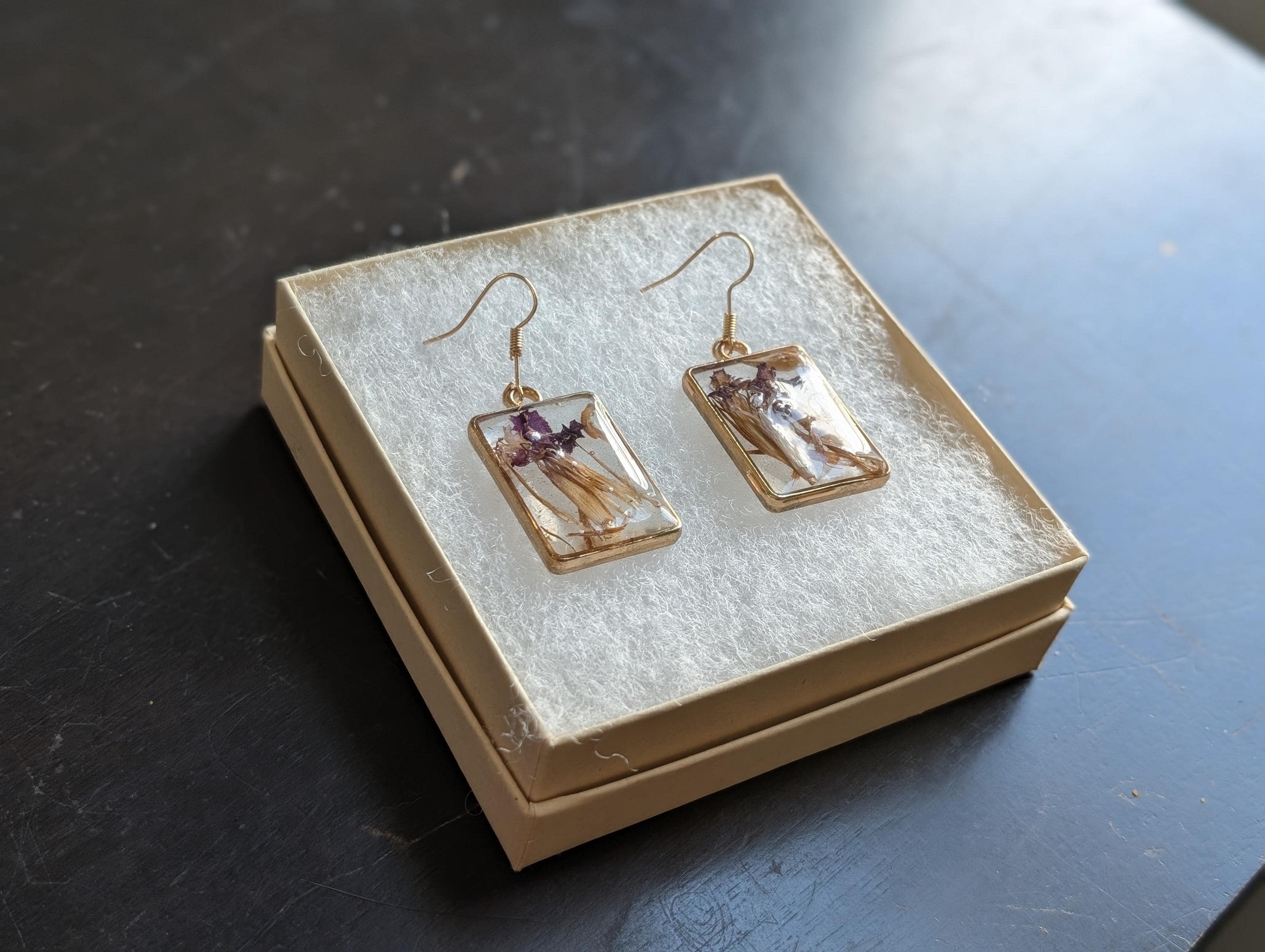 Botanical Rectangular Earrings - Nature Lovers Jewelry