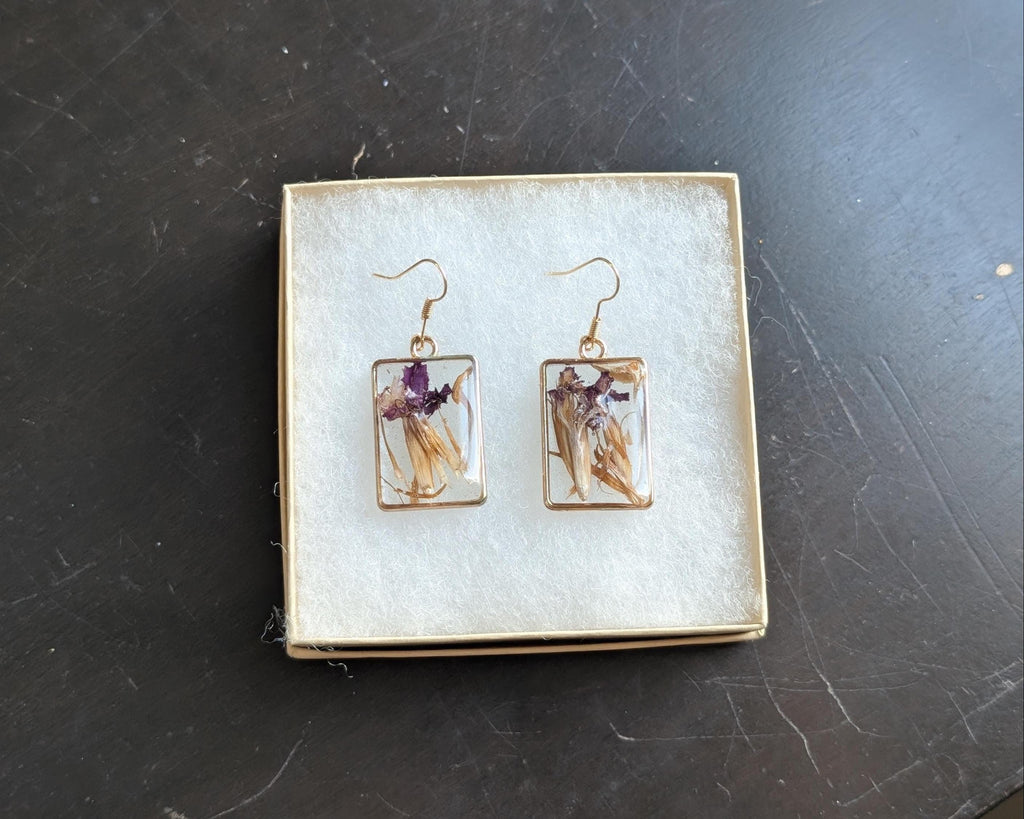 Botanical Rectangular Earrings - Nature Lovers Jewelry