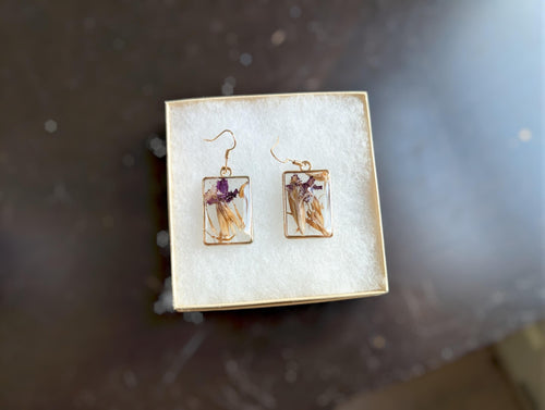 Botanical Rectangular Earrings - Nature Lovers Jewelry
