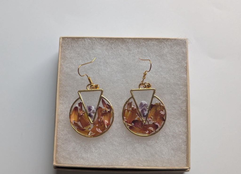 Boho Resin Jewelry - Dried Flower Earrings