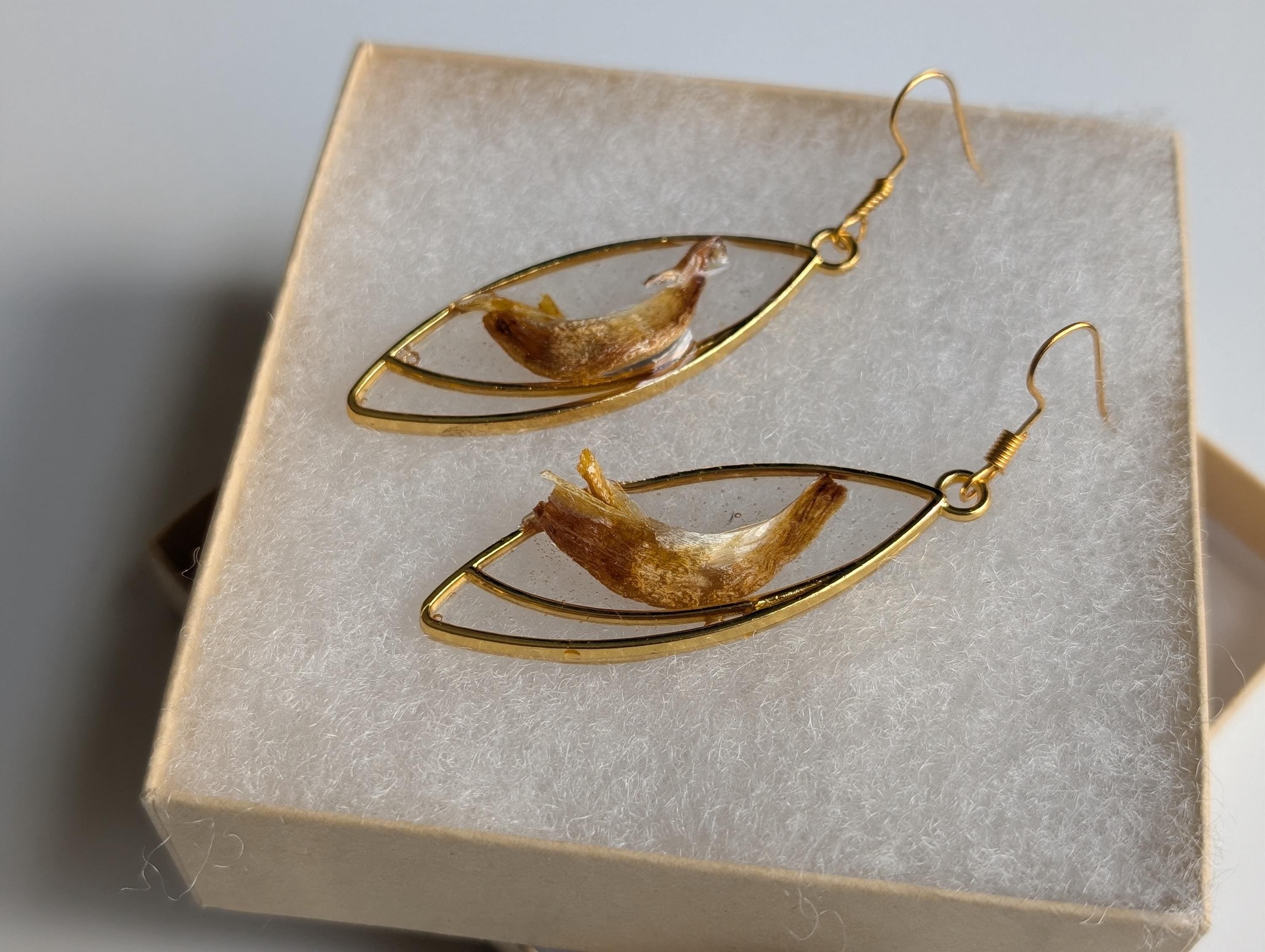 Long Flower Earrings - Plant Jewelry - Botanical Jewelry