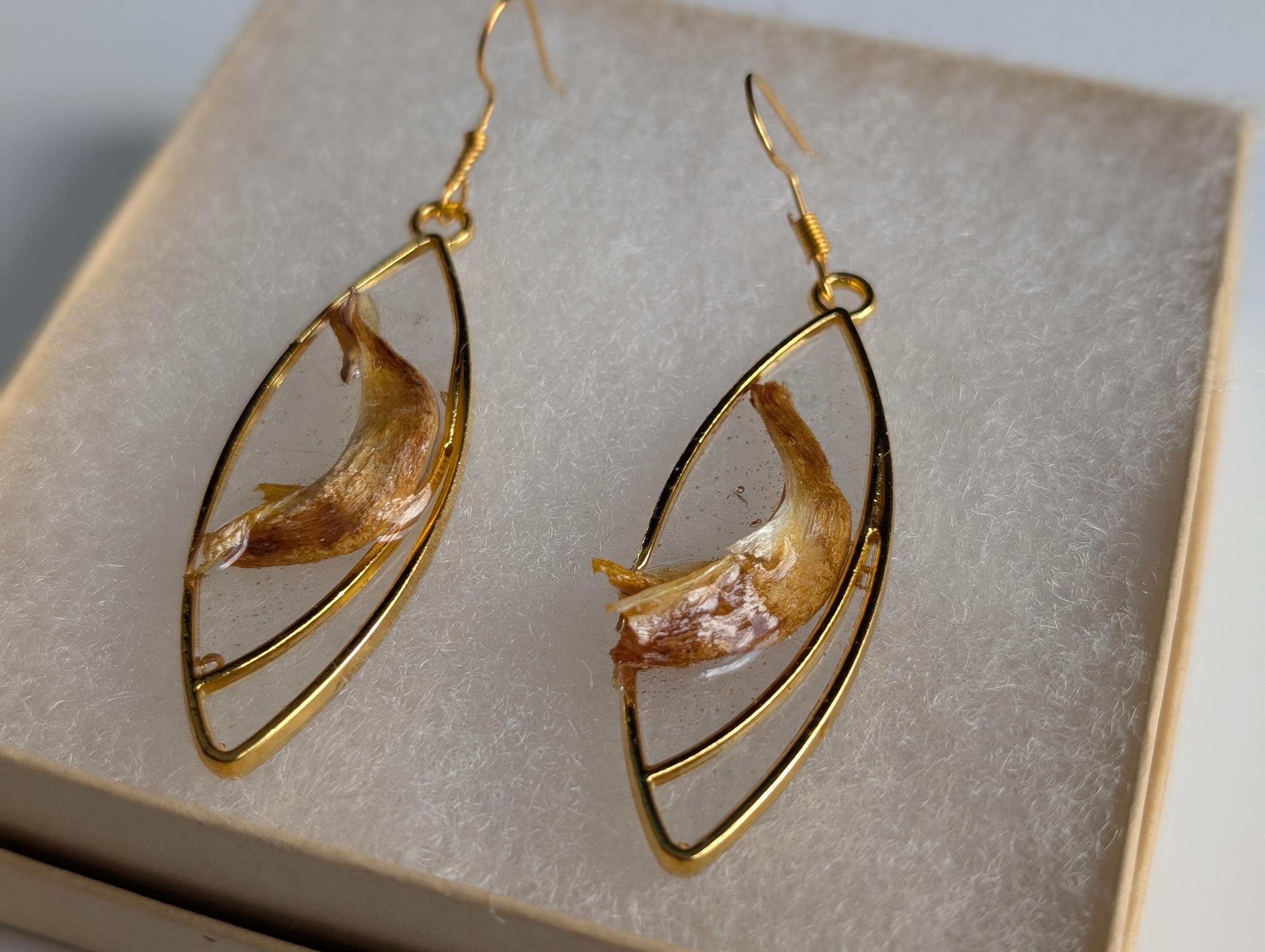 Long Flower Earrings - Plant Jewelry - Botanical Jewelry