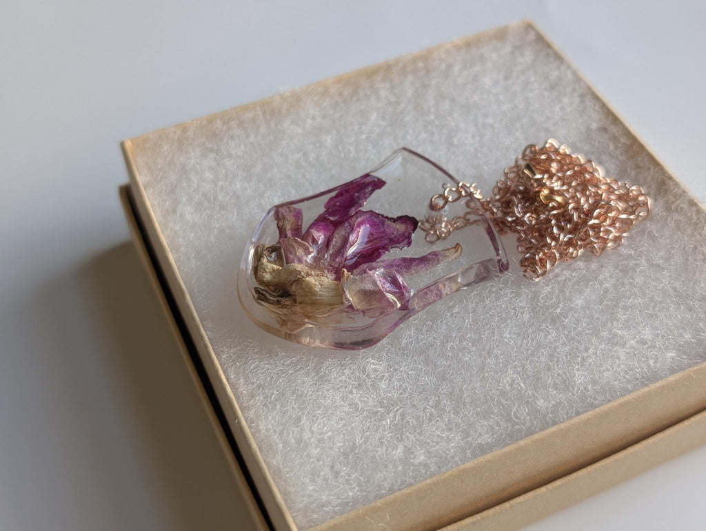 Bold Lily Necklace - Purple Resin Jewelry
