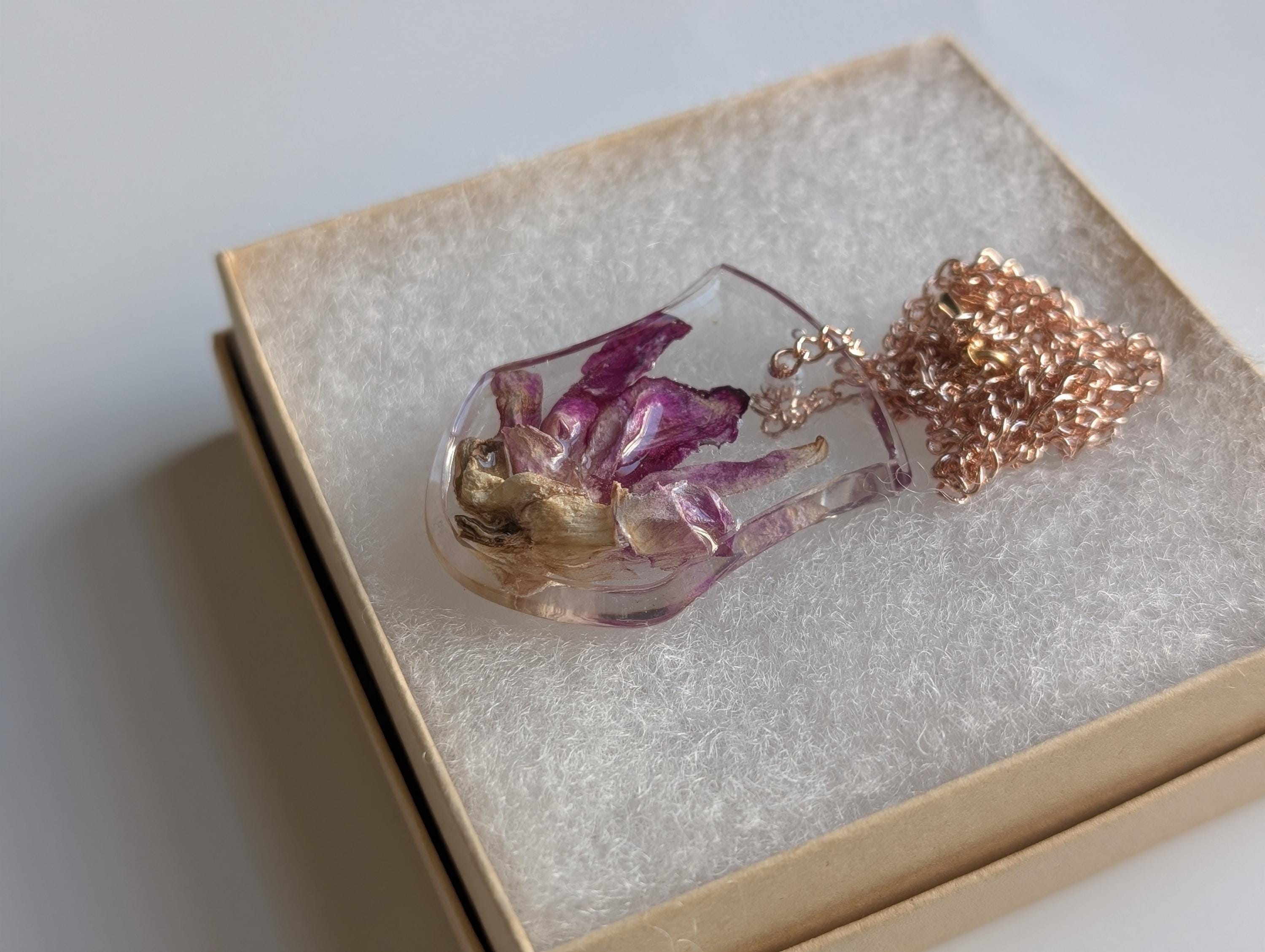 Bold Lily Necklace - Purple Resin Jewelry