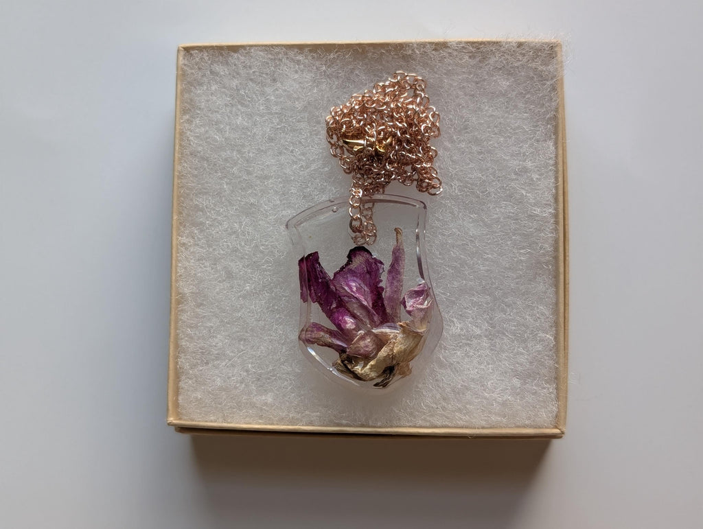 Bold Lily Necklace - Purple Resin Jewelry
