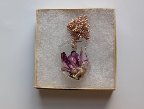 Bold Lily Necklace - Purple Resin Jewelry