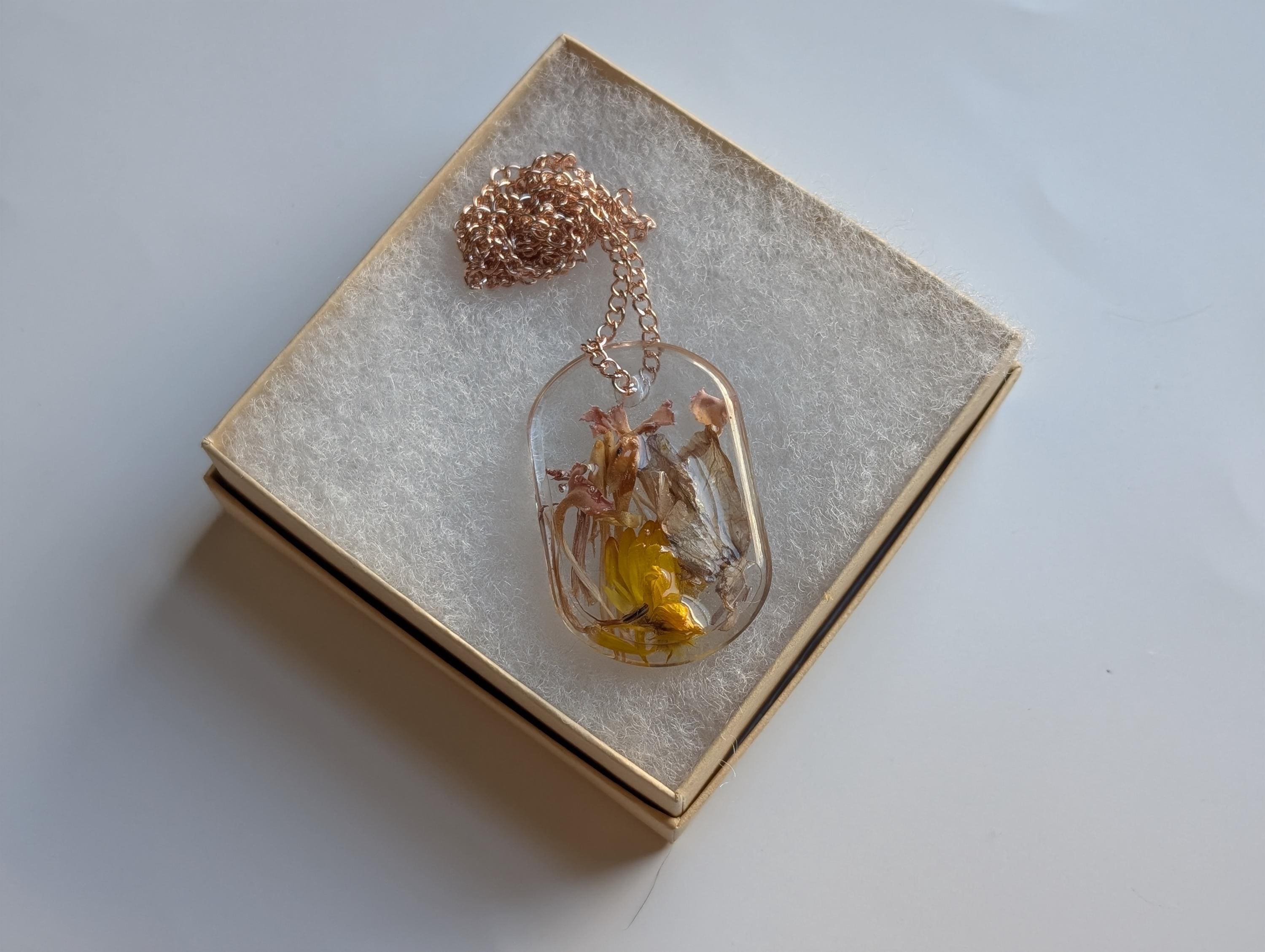 Floral Resin Pendant - Pastel Colored Jewelry