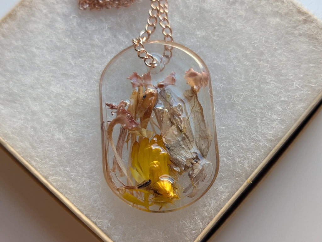 Floral Resin Pendant - Pastel Colored Jewelry