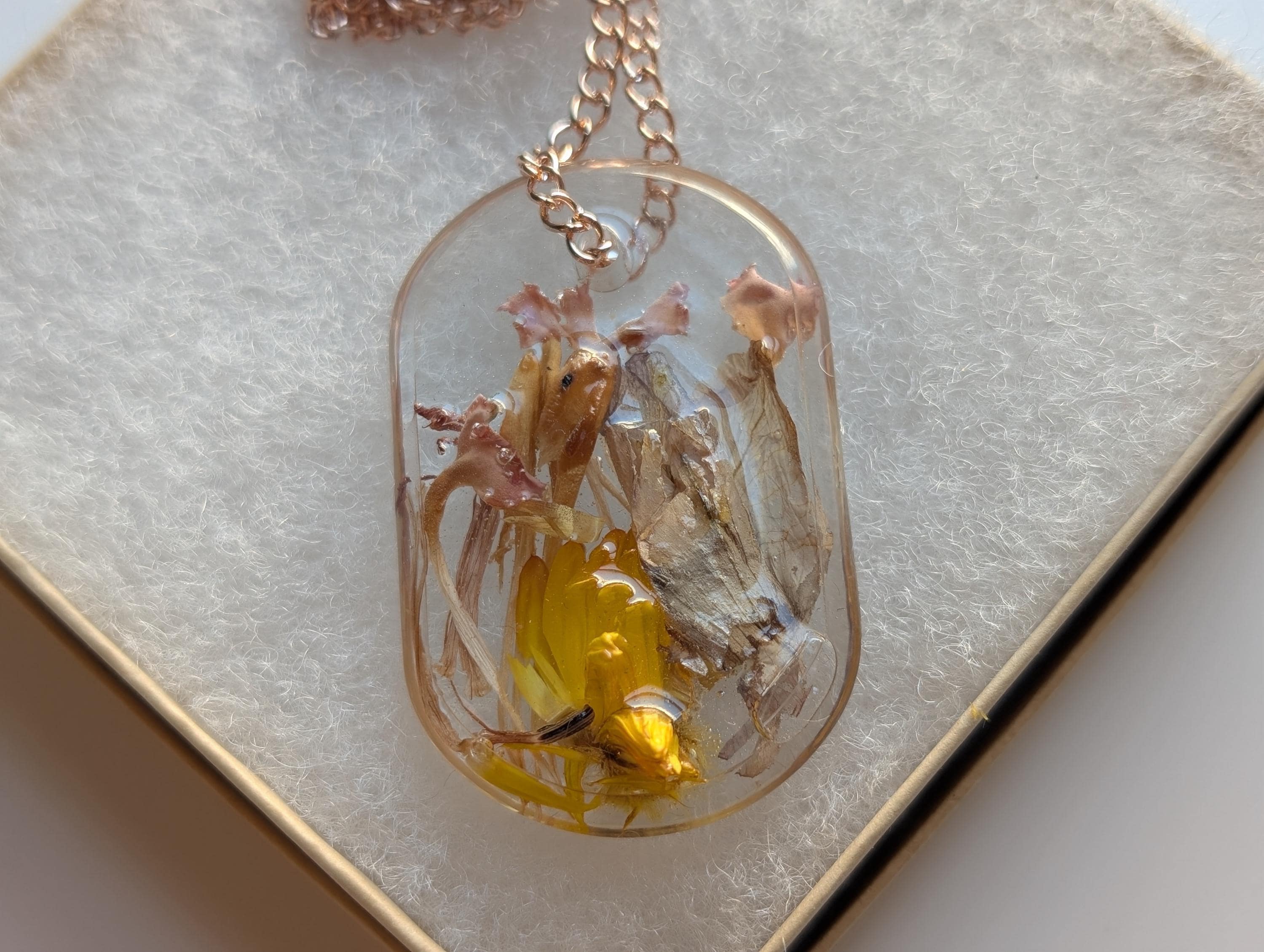 Floral Resin Pendant - Pastel Colored Jewelry