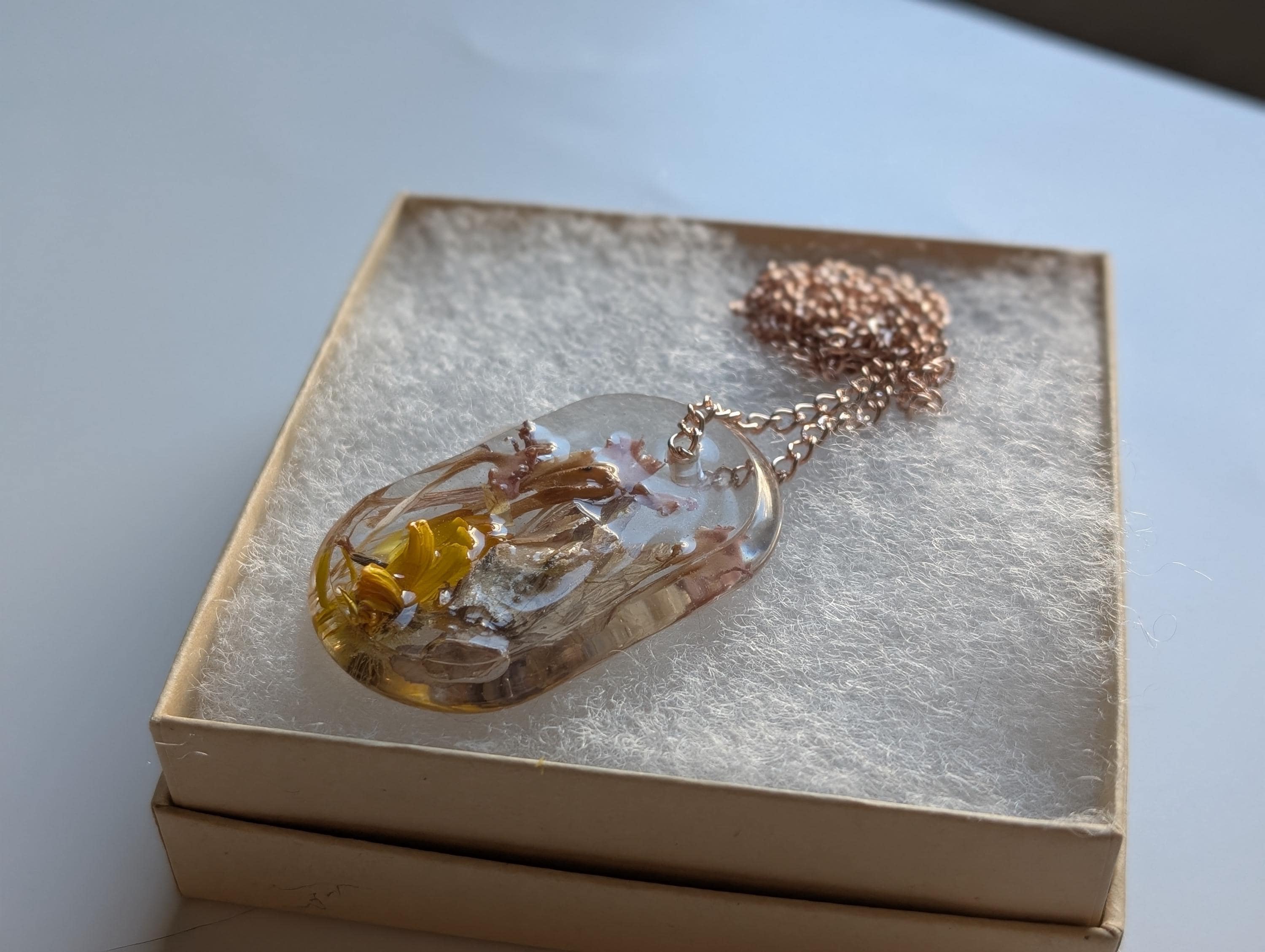 Floral Resin Pendant - Pastel Colored Jewelry