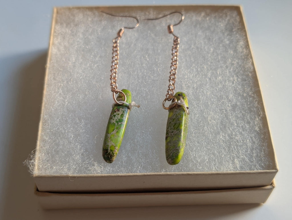 Green Stone Earrings - Gaspeite Jewelry
