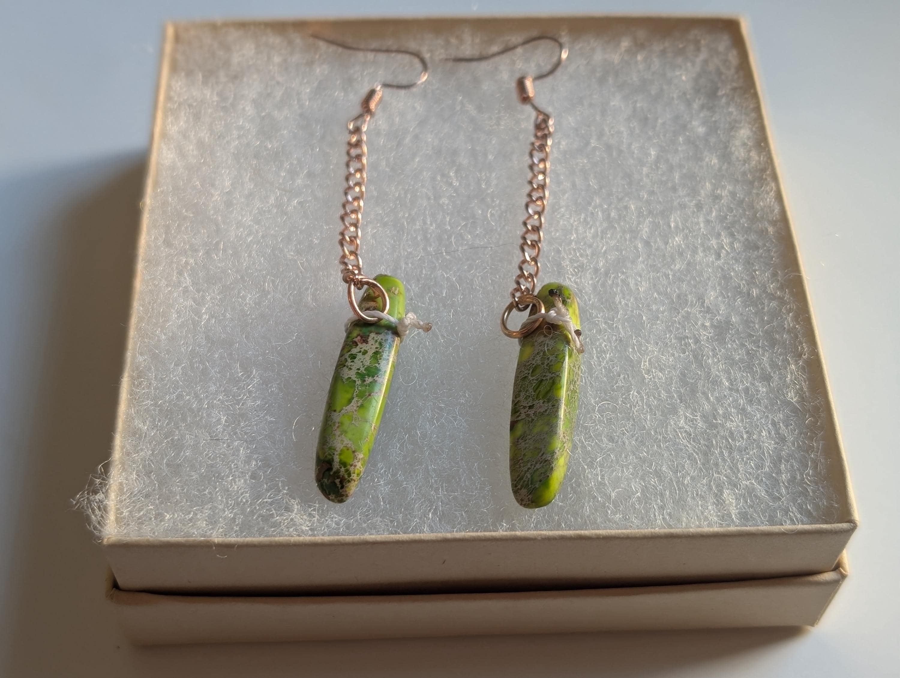 Green Stone Earrings - Gaspeite Jewelry