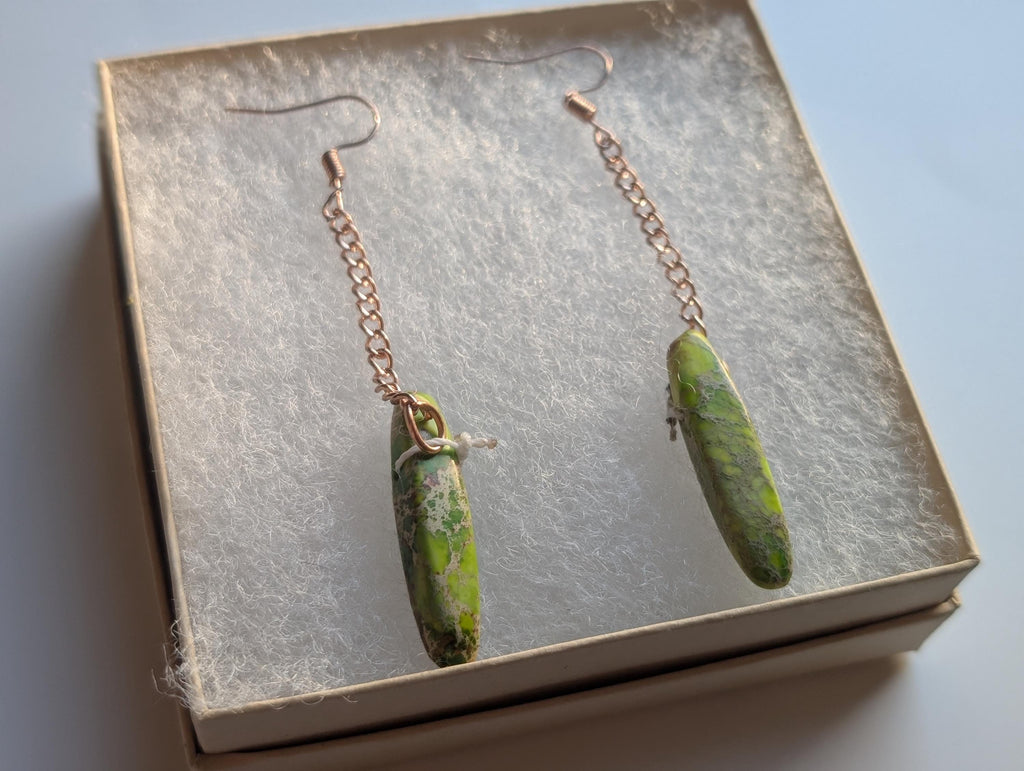 Green Stone Earrings - Gaspeite Jewelry