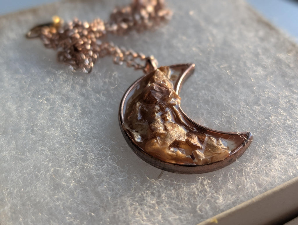 Moon Shaped Necklace - Dried Flower Pendant