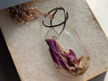 Dried Flower Pendant - Purple Resin Jewelry