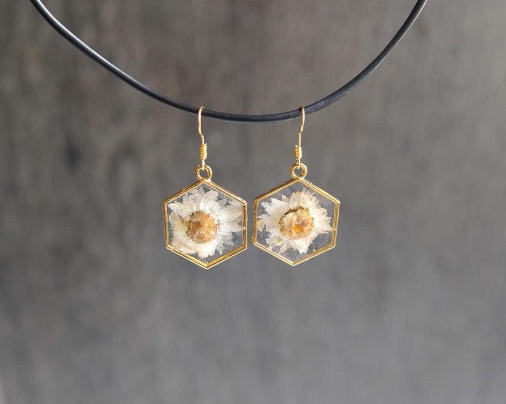 Hexagon Earrings - Boho Resin Jewelry