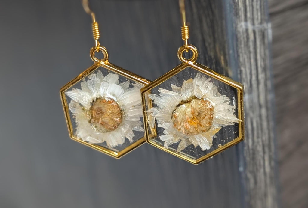 Hexagon Earrings - Boho Resin Jewelry