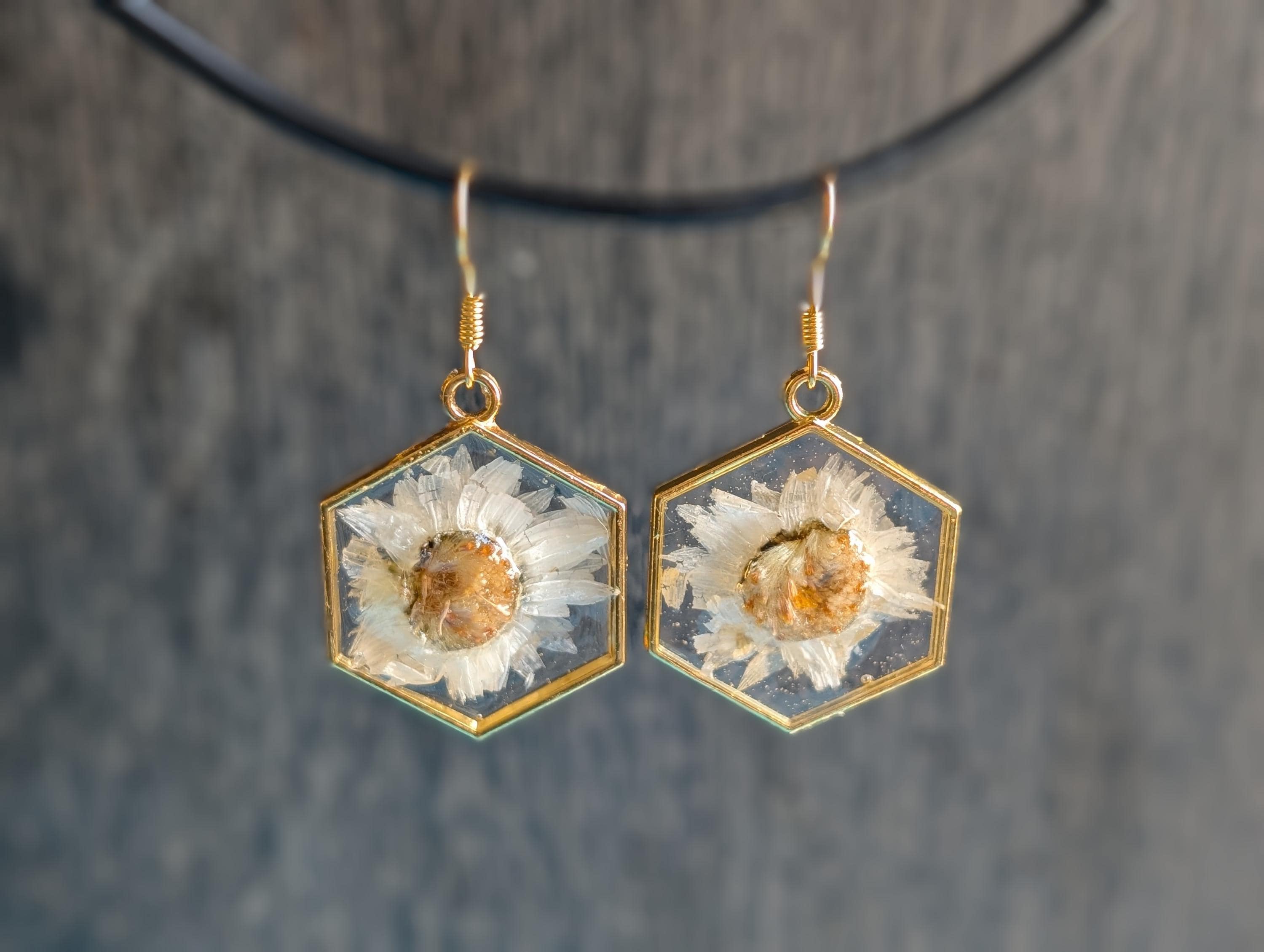 Hexagon Earrings - Boho Resin Jewelry