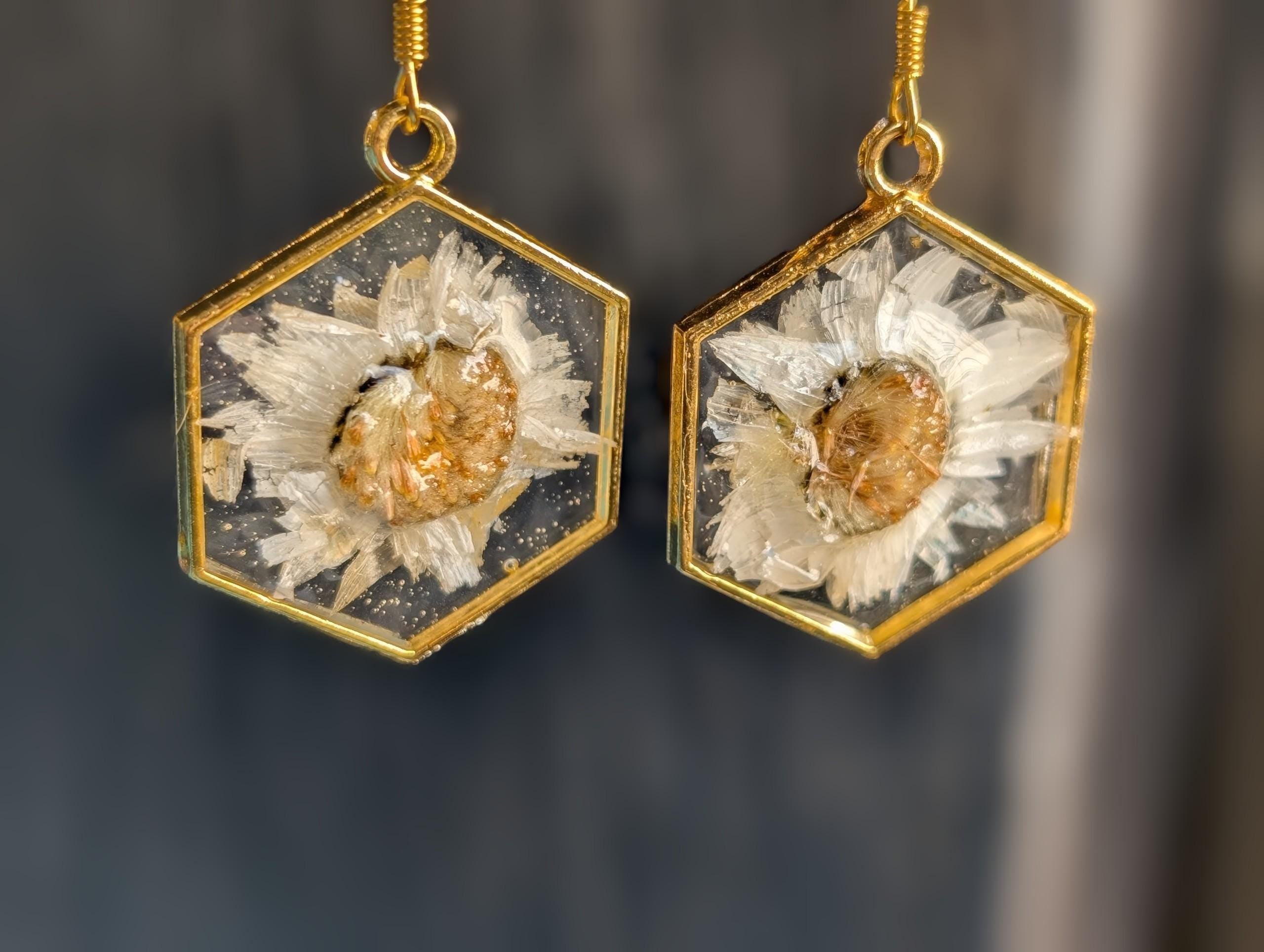 Hexagon Earrings - Boho Resin Jewelry