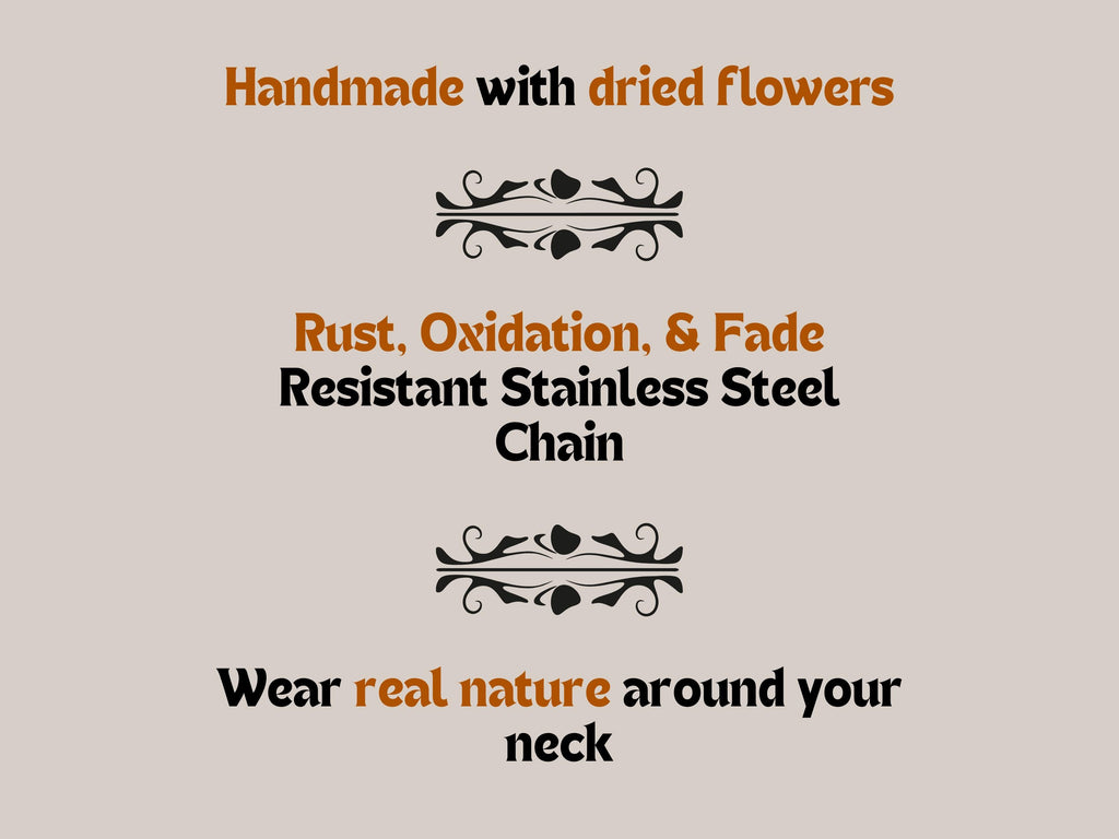 Orange Boho Resin Necklace - Natural Dried Flower Jewelry __etsy:8301116685