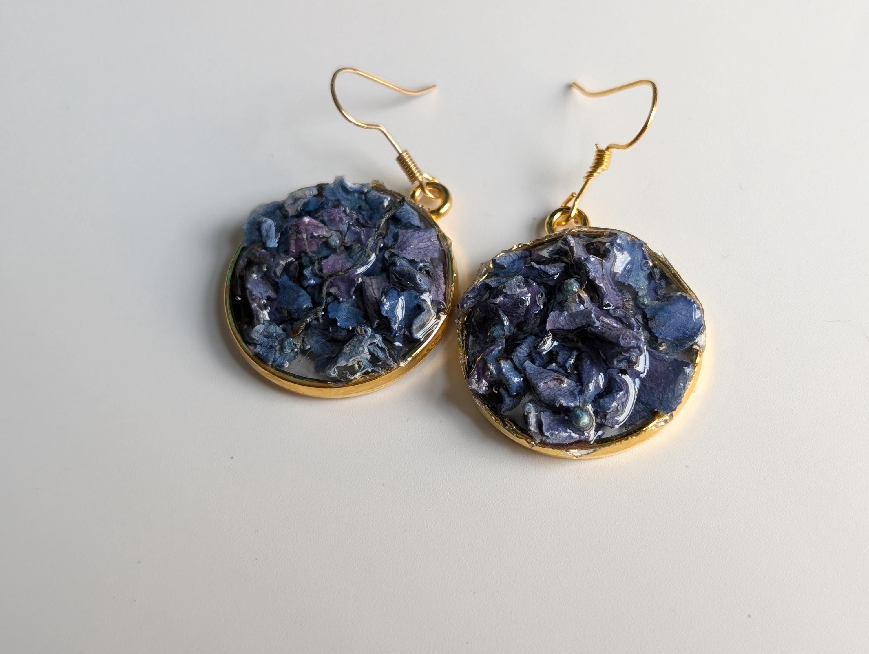 Blue Petal Earrings - Dried Flower Jewelry