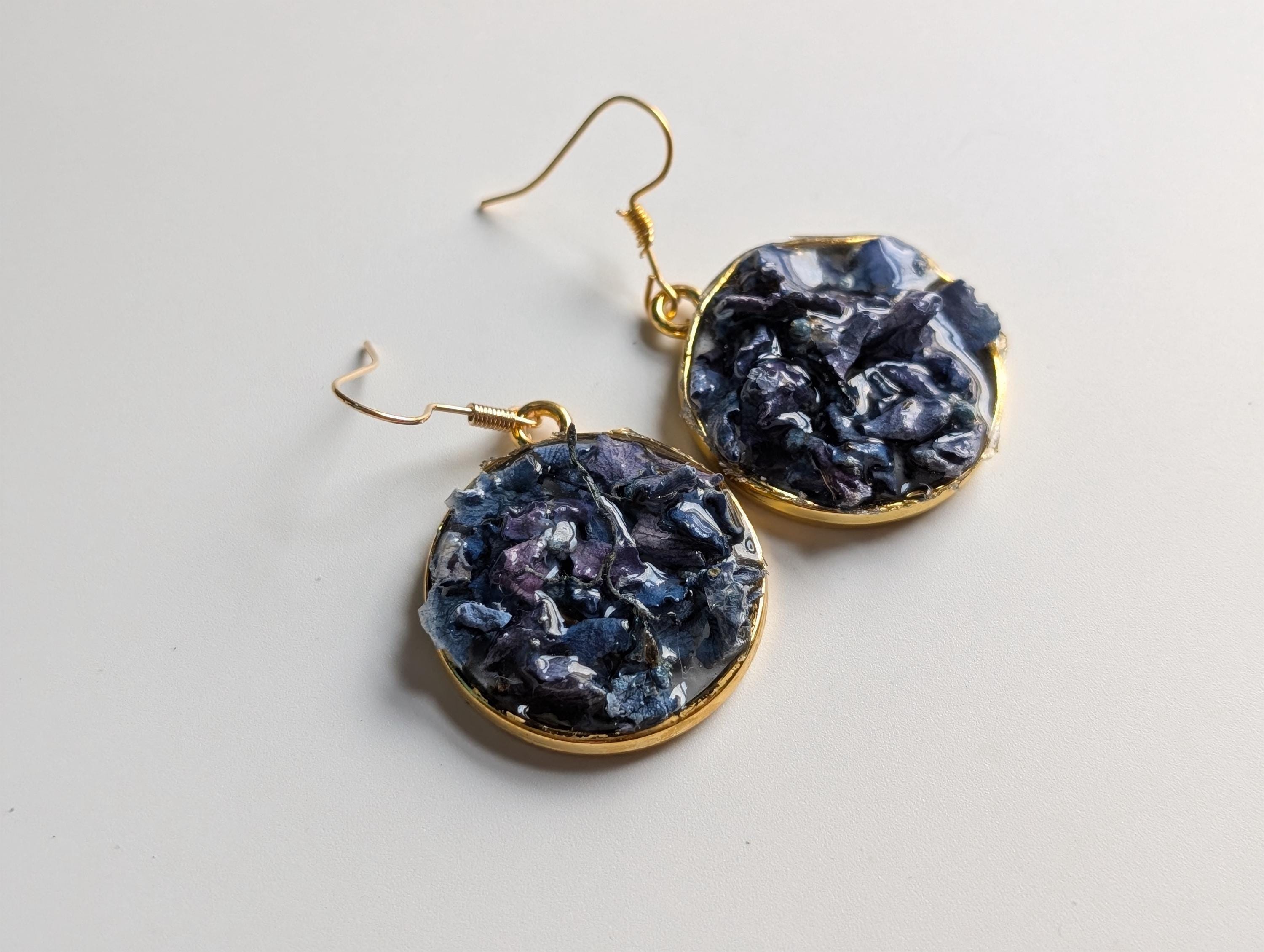 Blue Petal Earrings - Dried Flower Jewelry