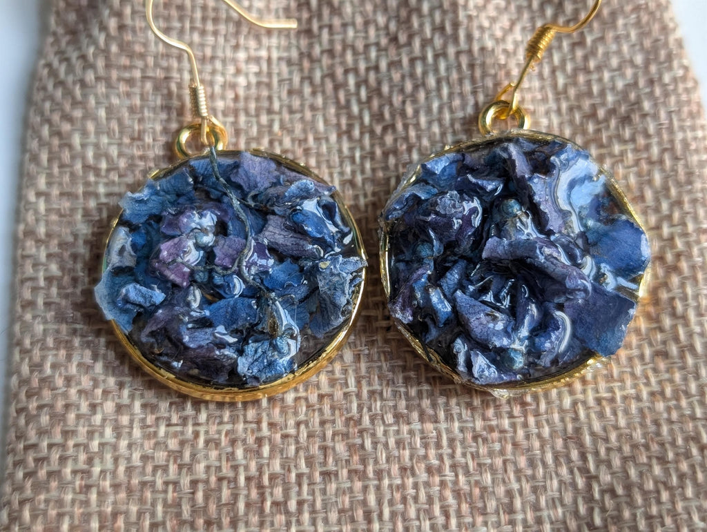 Blue Petal Earrings - Dried Flower Jewelry