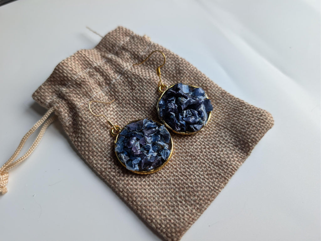 Blue Petal Earrings - Dried Flower Jewelry