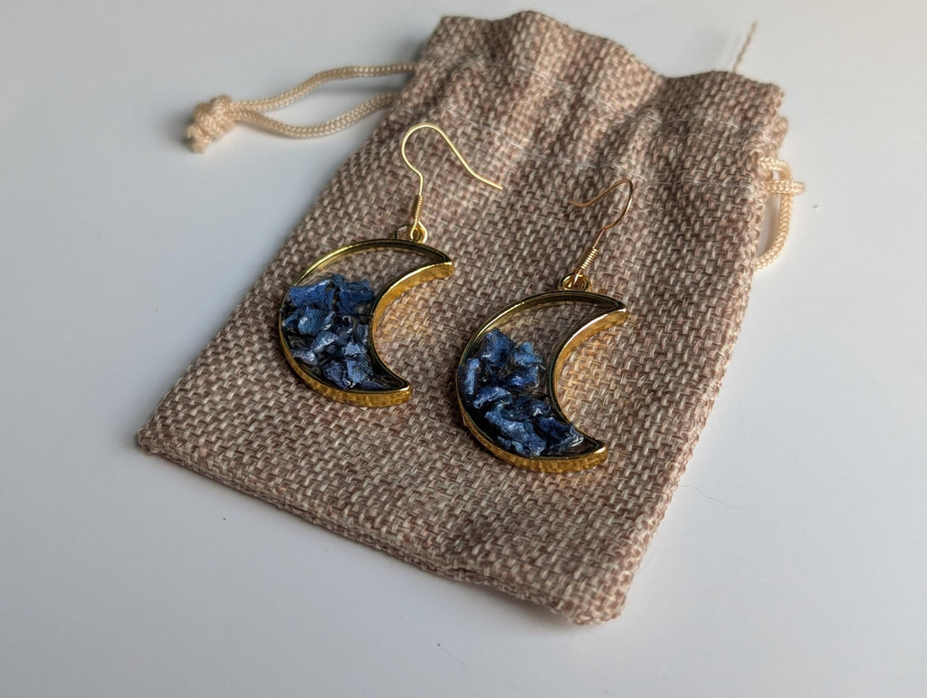Blue Moon Earrings - Hypoallergenic Dried Flower Jewelry